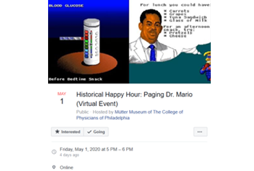 May 1 2020: Historical Happy Hour: Paging Dr. Mario (Virtual Event)
