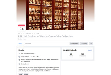 July 24 2020: RERUN! Cabinet of Death: Care of the Collection (Virtual Event)