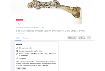 August 6 2020: Bone Detectives Mütter Lesson (Members-Only Virtual Event)