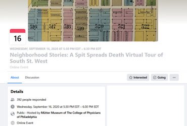 September 16 2020: Neighborhood Stories: A Spit Spreads Death Virtual Tour of South St. West