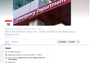 November 18 2020: Philadelphia Public Health Grand Rounds: Meet Them Where They Are – Public Health in the Emergency Department