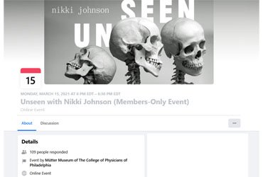 March 15 2021: Unseen with Nikki Johnson (Members-Only Event)